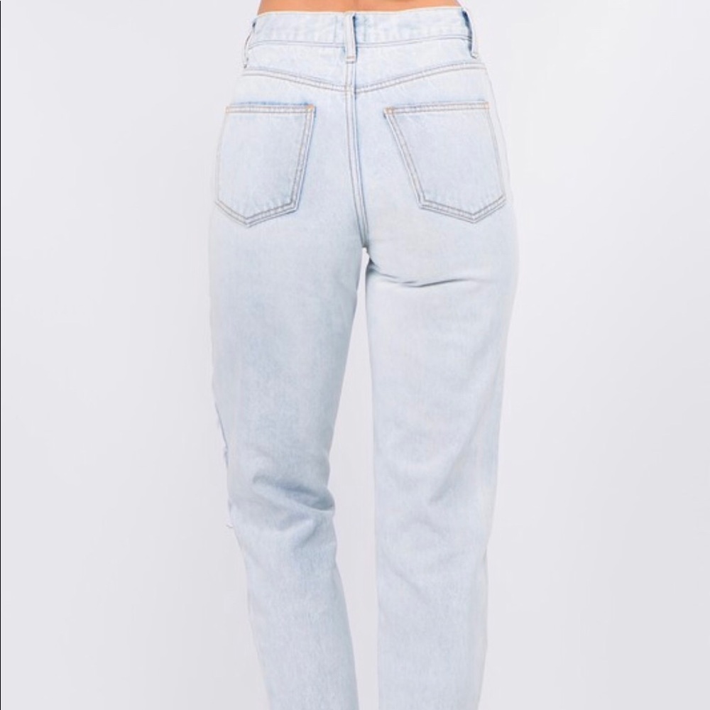 Denim Straight fit distressed hem 100% cotton jeans - Picture 4 of 6